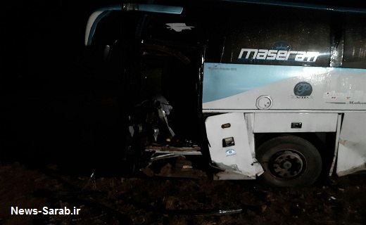 تصادف اتوبوس سرابی در قزوین با پنج خودرو دیگر